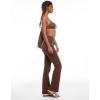 imageINLYRIC Womens Flared Leggings Fold Over Cotton Yoga Pants Y2K Pajama Lounge Bell Bottom 30 inchesCoffee Brown