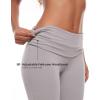imageINLYRIC Womens Flared Leggings Fold Over Cotton Yoga Pants Y2K Pajama Lounge Bell Bottom 30 inchesGull Gray