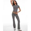 imageINLYRIC Womens Flared Leggings Fold Over Cotton Yoga Pants Y2K Pajama Lounge Bell Bottom 30 inchesLava Smoke Grey