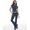 imageINLYRIC Womens Flared Leggings Fold Over Cotton Yoga Pants Y2K Pajama Lounge Bell Bottom 30 inchesStelindigo