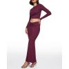 imageINLYRIC Womens High Waist Long Maxi Skirts Floor Length Stretchy Fitted Ruched Lounge SkirtGrape Wine