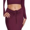 imageINLYRIC Womens High Waist Long Maxi Skirts Floor Length Stretchy Fitted Ruched Lounge SkirtGrape Wine