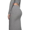 imageINLYRIC Womens High Waist Long Maxi Skirts Floor Length Stretchy Fitted Ruched Lounge SkirtHeather Carbon