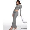 imageINLYRIC Womens High Waist Long Maxi Skirts Floor Length Stretchy Fitted Ruched Lounge SkirtHeather Carbon