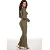 imageINLYRIC Womens Long Sleeve Bodycon Maxi Dress Square Neck Lounge Slip Ribbed Tight Long DressesDesert Olive