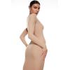 imageINLYRIC Womens Long Sleeve Bodycon Maxi Dress Square Neck Lounge Slip Ribbed Tight Long DressesNatural
