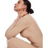 imageINLYRIC Womens Long Sleeve Bodycon Maxi Dress Square Neck Lounge Slip Ribbed Tight Long DressesNatural