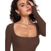 imageINLYRIC Womens Long Sleeve Bodycon Maxi Dress Square Neck Lounge Slip Ribbed Tight Long DressesPinecone