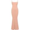 imageINLYRIC Womens Maxi Bodycon Dress Lounge Slip Spaghetti Strap Long Dresses Tank Ribbed Tight Dress CasualGrapefruit Orange