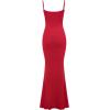 imageINLYRIC Womens Maxi Bodycon Dress Lounge Slip Spaghetti Strap Long Dresses Tank Ribbed Tight Dress CasualLipstick Red