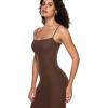 imageINLYRIC Womens Maxi Bodycon Dress Lounge Slip Spaghetti Strap Long Dresses Tank Ribbed Tight Dress CasualPinecone