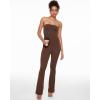 imageINLYRIC Womens Natrelax Strapless Jumpsuit  Yoga One Piece Bodycon Double Lined Sexy Tube Top Flare Leggings RompersCoffee Brown