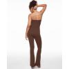 imageINLYRIC Womens Natrelax Strapless Jumpsuit  Yoga One Piece Bodycon Double Lined Sexy Tube Top Flare Leggings RompersCoffee Brown