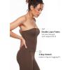 imageINLYRIC Womens Natrelax Strapless Jumpsuit  Yoga One Piece Bodycon Double Lined Sexy Tube Top Flare Leggings RompersMocha Brown