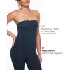 imageINLYRIC Womens Natrelax Strapless Jumpsuit  Yoga One Piece Bodycon Double Lined Sexy Tube Top Flare Leggings RompersTwilight Blue