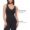 imageINLYRIC Womens Natrelax V Neck Jumpsuit  Backless Yoga Bodycon Sexy One Piece Double Lined Flare Leggings RompersBlack