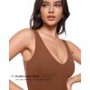 imageINLYRIC Womens Natrelax V Neck Jumpsuit  Backless Yoga Bodycon Sexy One Piece Double Lined Flare Leggings RompersCroissant Brown