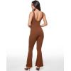 imageINLYRIC Womens Natrelax V Neck Jumpsuit  Backless Yoga Bodycon Sexy One Piece Double Lined Flare Leggings RompersCroissant Brown