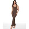 imageINLYRIC Womens Natrelax V Neck Jumpsuit  Backless Yoga Bodycon Sexy One Piece Double Lined Flare Leggings RompersMocha Brown