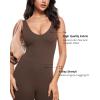 imageINLYRIC Womens Natrelax V Neck Jumpsuit  Backless Yoga Bodycon Sexy One Piece Double Lined Flare Leggings RompersMocha Brown