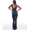 imageINLYRIC Womens Natrelax V Neck Jumpsuit  Backless Yoga Bodycon Sexy One Piece Double Lined Flare Leggings RompersTwilight Blue