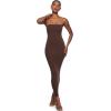 imageINLYRIC Womens Strapless Bodycon Dress Foldable Sexy Tube Long Maxi Dresses for Cocktail Party Wedding Guest CasualHazelnut