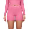 imageINLYRIC Womens Boxer Briefs Cotton High Waisted Boy Shorts Underwear 5quot Inseam Stretch Boxer ShortsCrabapple Pink