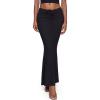 imageINLYRIC Womens High Waist Long Maxi Skirts Floor Length Stretchy Fitted Ruched Lounge SkirtBlack