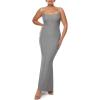 imageINLYRIC Womens Maxi Bodycon Dress Lounge Slip Spaghetti Strap Long Dresses Tank Ribbed Tight Dress CasualHeather Carbon