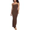 imageINLYRIC Womens Maxi Bodycon Dress Lounge Slip Spaghetti Strap Long Dresses Tank Ribbed Tight Dress CasualPinecone