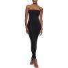 imageINLYRIC Womens Strapless Bodycon Dress Foldable Sexy Tube Long Maxi Dresses for Cocktail Party Wedding Guest CasualBlack