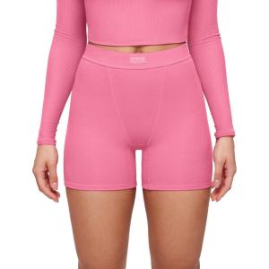 imageINLYRIC Womens Boxer Briefs Cotton High Waisted Boy Shorts Underwear 5quot Inseam Stretch Boxer ShortsCrabapple Pink