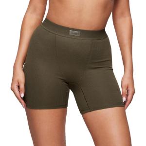 imageINLYRIC Womens Boxer Briefs Cotton High Waisted Boy Shorts Underwear 5quot Inseam Stretch Boxer ShortsDesert Olive