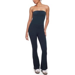imageINLYRIC Womens Natrelax Strapless Jumpsuit  Yoga One Piece Bodycon Double Lined Sexy Tube Top Flare Leggings RompersTwilight Blue