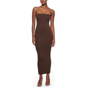 imageINLYRIC Womens Strapless Bodycon Dress Foldable Sexy Tube Long Maxi Dresses for Cocktail Party Wedding Guest CasualHazelnut