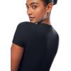 imageINLYRIC Womens Inbarely Short Sleeve Bodysuit Crew Neck Double Lined Casual Basic Summer Body suit TopsBlack