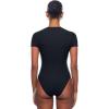 imageINLYRIC Womens Inbarely Short Sleeve Bodysuit Crew Neck Double Lined Casual Basic Summer Body suit TopsBlack