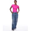 imageINLYRIC Womens Inbarely Short Sleeve Bodysuit Crew Neck Double Lined Casual Basic Summer Body suit TopsBright Pink