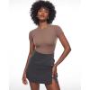 imageINLYRIC Womens Inbarely Short Sleeve Bodysuit Crew Neck Double Lined Casual Basic Summer Body suit TopsBrown Purple
