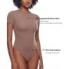 imageINLYRIC Womens Inbarely Short Sleeve Bodysuit Crew Neck Double Lined Casual Basic Summer Body suit TopsBrown Purple