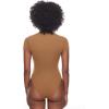 imageINLYRIC Womens Inbarely Short Sleeve Bodysuit Crew Neck Double Lined Casual Basic Summer Body suit TopsCaramel Camel