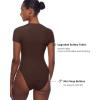 imageINLYRIC Womens Inbarely Short Sleeve Bodysuit Crew Neck Double Lined Casual Basic Summer Body suit TopsHazelnut