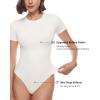 imageINLYRIC Womens Inbarely Short Sleeve Bodysuit Crew Neck Double Lined Casual Basic Summer Body suit TopsIceland White  See Through