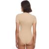 imageINLYRIC Womens Inbarely Short Sleeve Bodysuit Crew Neck Double Lined Casual Basic Summer Body suit TopsLight Oatmeal