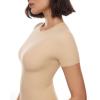 imageINLYRIC Womens Inbarely Short Sleeve Bodysuit Crew Neck Double Lined Casual Basic Summer Body suit TopsLight Oatmeal