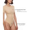 imageINLYRIC Womens Inbarely Short Sleeve Bodysuit Crew Neck Double Lined Casual Basic Summer Body suit TopsLight Oatmeal