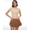 imageINLYRIC Womens Inbarely Short Sleeve Bodysuit Crew Neck Double Lined Casual Basic Summer Body suit TopsLight Oatmeal