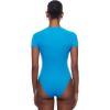 imageINLYRIC Womens Inbarely Short Sleeve Bodysuit Crew Neck Double Lined Casual Basic Summer Body suit TopsMadagascar Blue