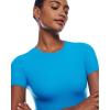 imageINLYRIC Womens Inbarely Short Sleeve Bodysuit Crew Neck Double Lined Casual Basic Summer Body suit TopsMadagascar Blue