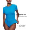 imageINLYRIC Womens Inbarely Short Sleeve Bodysuit Crew Neck Double Lined Casual Basic Summer Body suit TopsMadagascar Blue